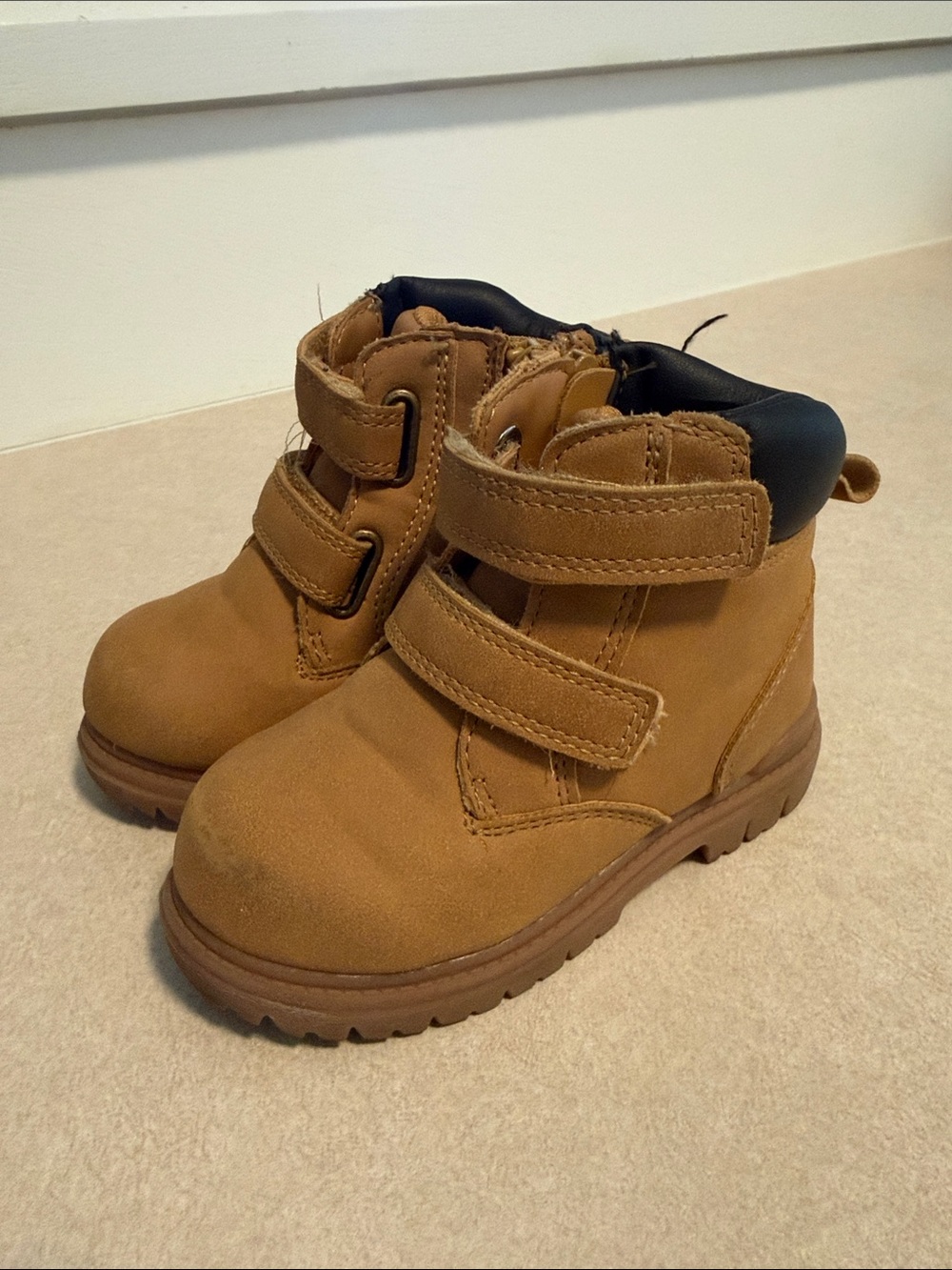 wonder nation Tan Double Strap Ankle Boots for Kids
